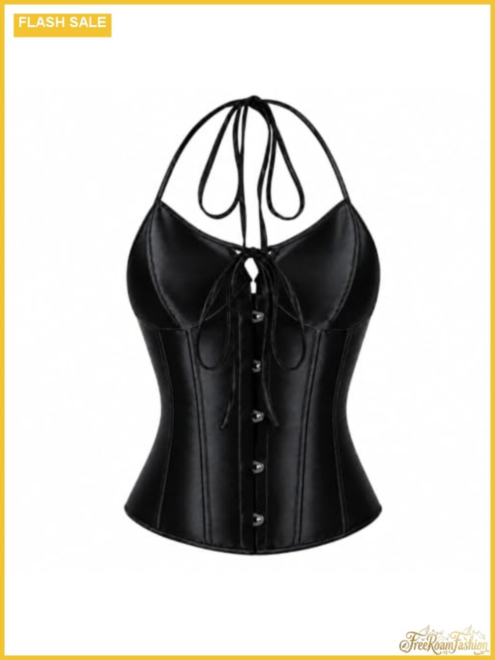 Satin Halter Corset Top Lace-Up Bustier Hand Wash